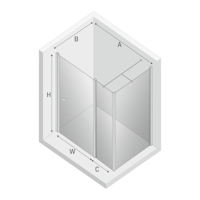 Душевое ограждение 100x80x195, New trendy New soleo chrome, хром арт. K-0722