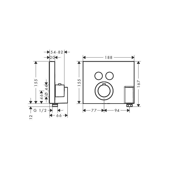 AXOR термостат для душа со шланговым подключением и держателем душа, ShowerSelect, хром арт. 36712000