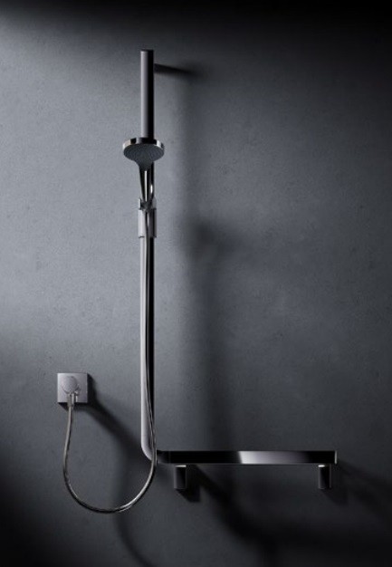 Keuco угловой поручень 90° левый 581/1301 мм, с держателем для лейки, axess, хром арт. 35006 011302