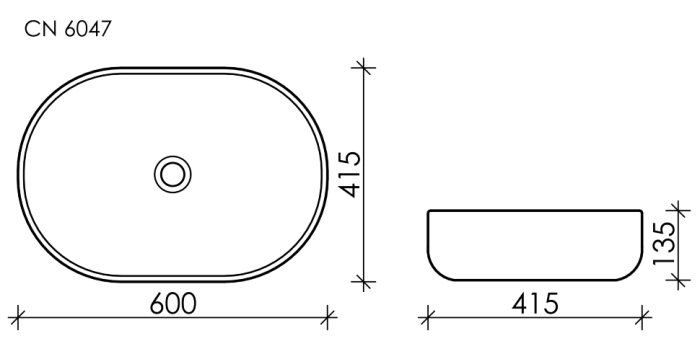 Ceramicanova раковина накладная element, cn6047mh цвет: серый