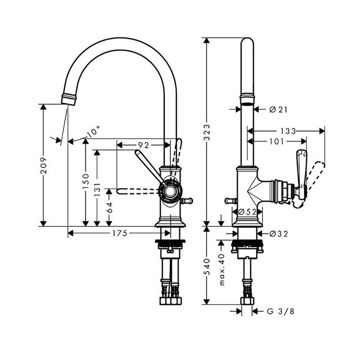 AXOR смеситель для раковины, Montreux, золото арт. 16517990