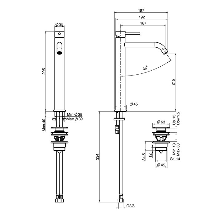 Fima Carlo Frattini смеситель для раковины, высота 29.5см., с донным клапаном click-clack, spillo up, хром арт. f3031/hxsos