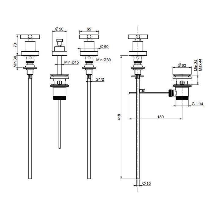 Fima Carlo Frattini cмеситель для биде на 3 отверстия, maxima, арт. f5322cr