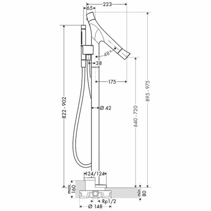AXOR напольный термостат для ванны, Starck Organic, хром арт. 12016000