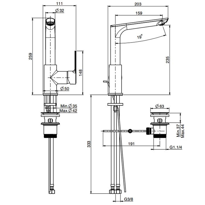 Fima Carlo Frattini cмеситель для раковины, на 1 отв., с вращающимся изливом, mast, хром арт. f3151fcr.1