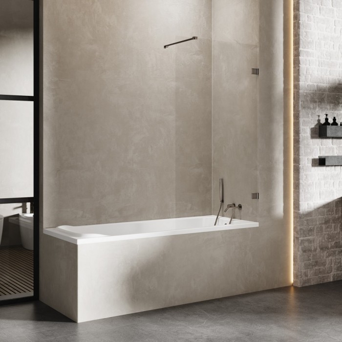 Шторка для ванны 60x150, New trendy Avexa gunmetal brushed, оружейная сталь арт. EXK-3516-WP