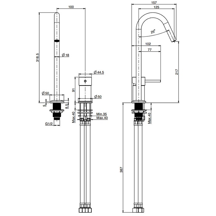 Fima Carlo Frattini смеситель для раковины, на 2 отв., с донным клапаном, spillo tech, черный арт. f3271tncxns