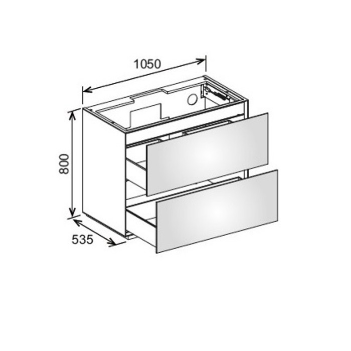Keuco напольная тумба под умывальник, 1050х 800х535 мм 2 ящика фасад дуб, edition lignatur, арт. 33350 700013