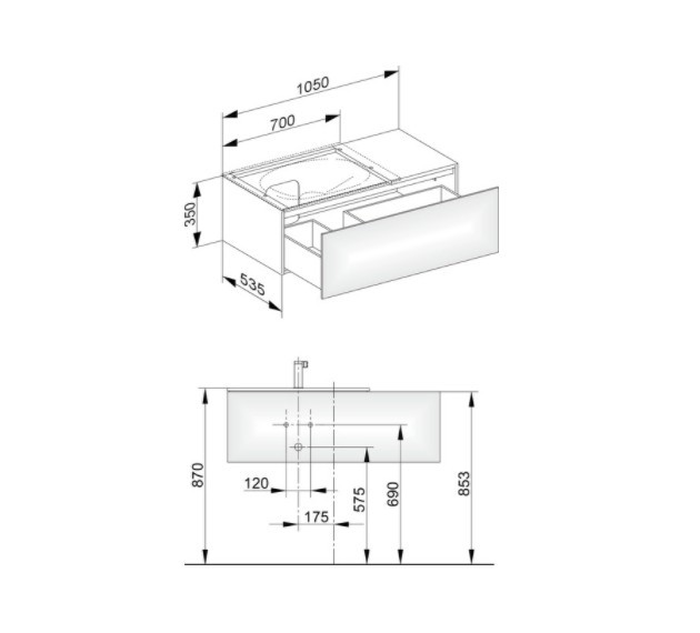 Keuco тумба подвесная под раковину с одним выдвижным фронтом, с внутренней светодиодной подсветкой, edition 11, белый арт. 31153 210100