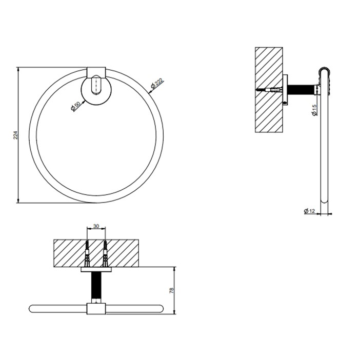 Gessi Полотенцедержатель-кольцо, подвесной, Ingranaggio, 63909#707 цвет: black metal brushed pvd