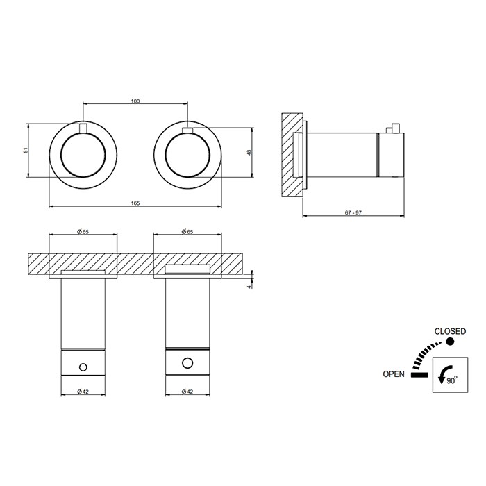 Gessi Смеситель для душа, встраиваемый, термостатический, на 1 позицию, 316, 54232#239 цвет: steel brushed