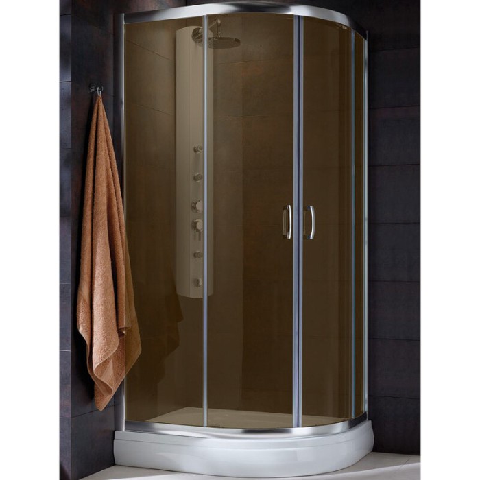 Radaway душевой уголок 1900 100x80 профиль хром стекло коричневое, Premium Plus - 30491-01-08N