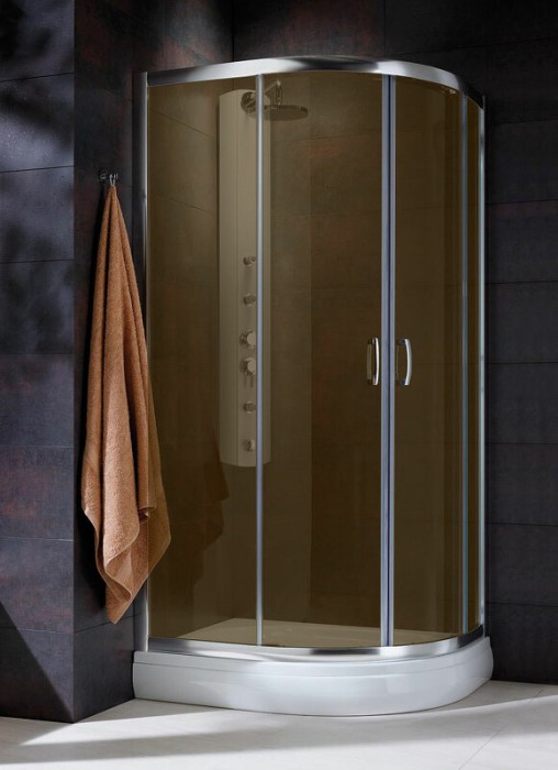 Radaway душевой уголок 1900 100x80 профиль хром стекло коричневое, Premium Plus - 30491-01-08N