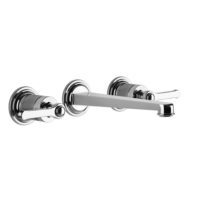 Gessi Смеситель для раковины настенный, встраиваемый, двухвентильный, излив 201 мм., внешняя часть, Venti20, 65091#031 цвет: хром