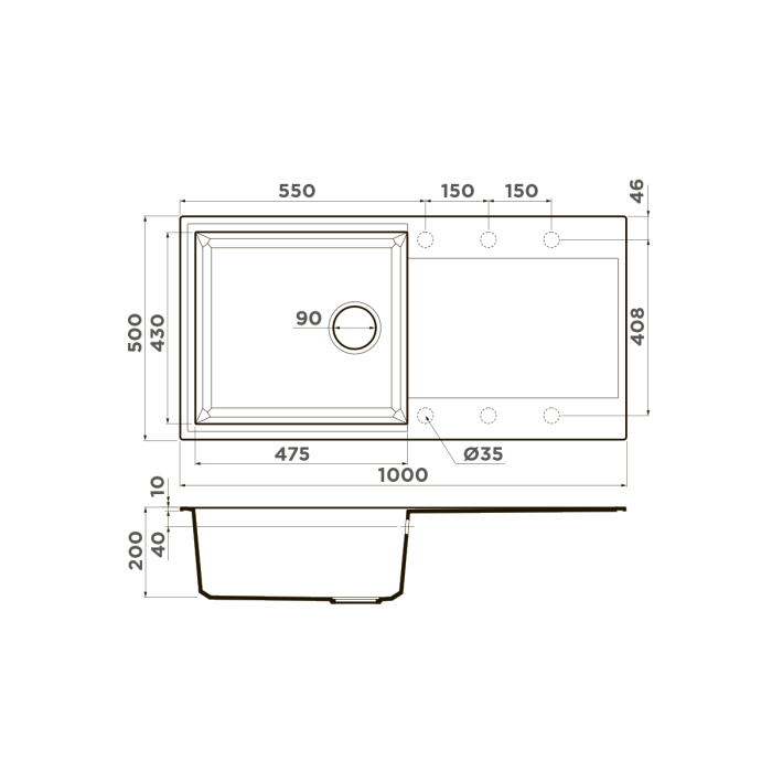 Omoikiri кухонная мойка Sakaime 100, белый арт. 4993887