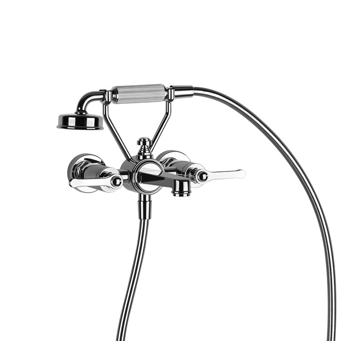 Gessi меситель для ванны настенный, двухвентильный, с ручным душем и шлангом 1500 мм., Venti20, 65113#031 цвет: хром