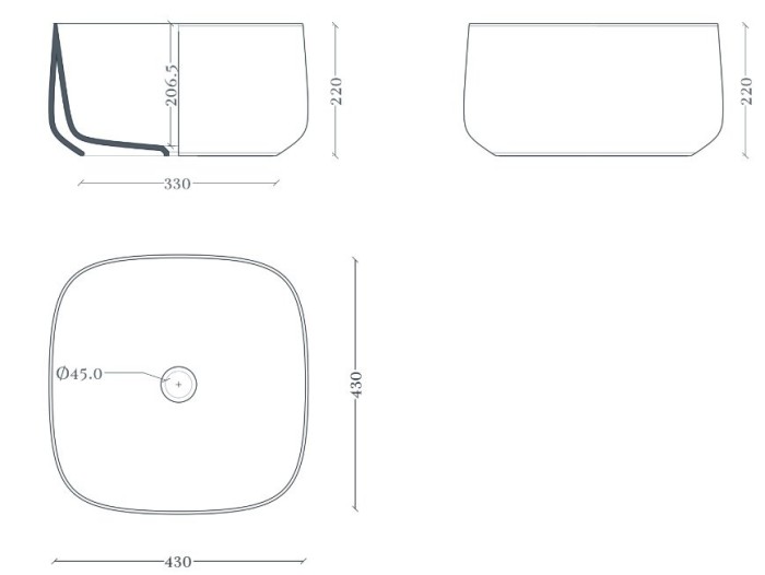Раковина накладная Quadro 43x43 см, белый/покрытие Saniglaze, Art Ceram Cognac арт. COL006 01 34
