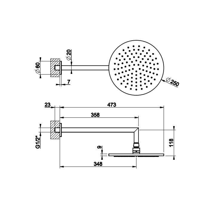 Gessi Душевая головка для настенного крепления, поворотная с шарниром, Ingranaggio, 63348#031 цвет: хром