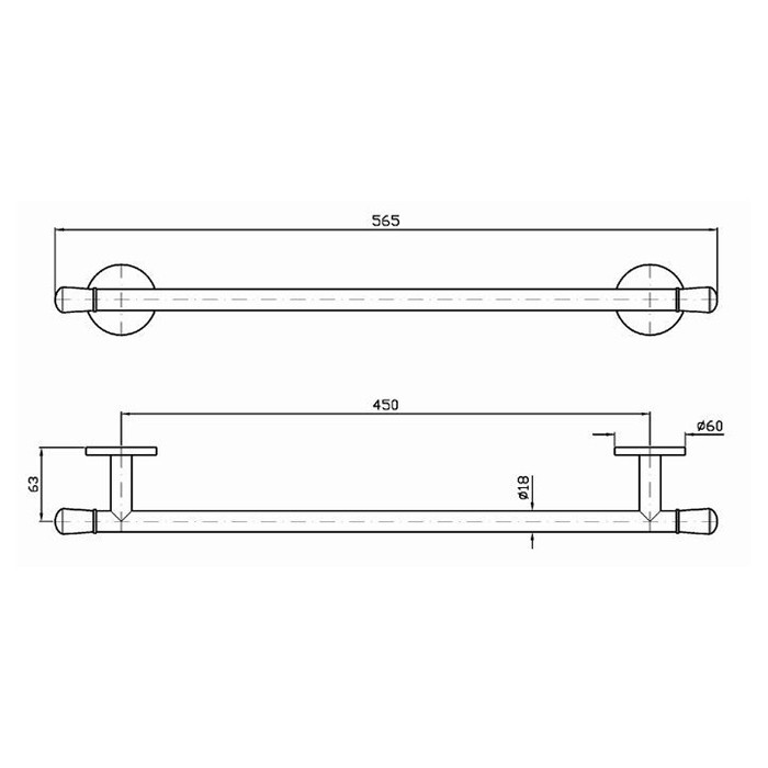 Zucchetti полотенцедержатель, 45см., подвесной, nude, хром арт. zad721