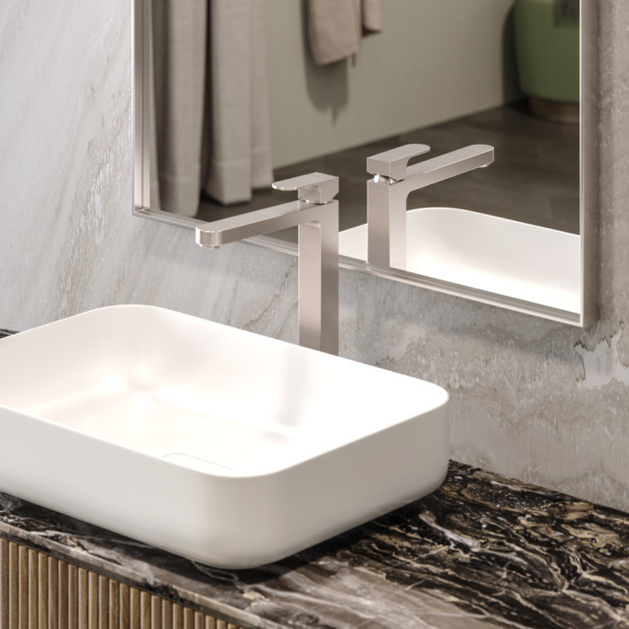 Bossini высокий однорычажный смеситель для раковины с донным клапаном, gillo, черный арт. z00706.073