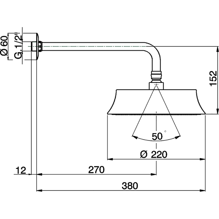 Cisal верхний душ d220 мм с настенным держателем l270 мм ds01327024 shower, цвет: золото