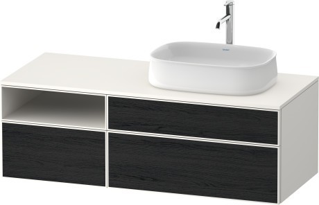 Duravit тумба подвесная с вырезом под раковину справа 550 мм х 1300 мм х 442 мм, zencha, ze4829016840000 цвет: чёрный дуб/белый суперматовый