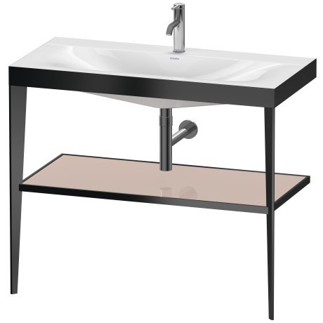 Duravit напольная консоль xviu/c-bonded 1000 мм х 850 мм, с умывальником viu, xviu, xv4716ob210 цвет: черный матовый/абркосово-жемчужный глянцевый лак