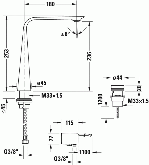 Duravit электронный смеситель для раковины, d.1, d11110007010 цвет: хром