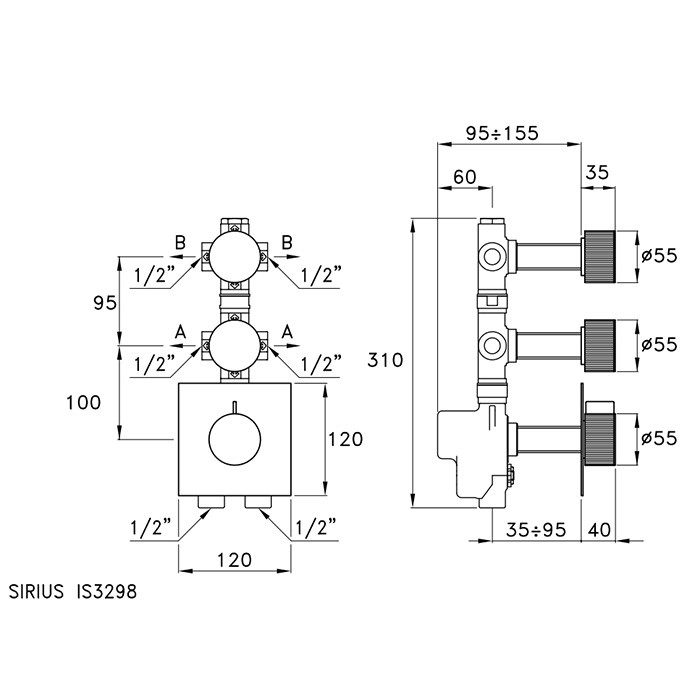 Stella смеситель для душа, sirius, черный арт. sr06013pv17