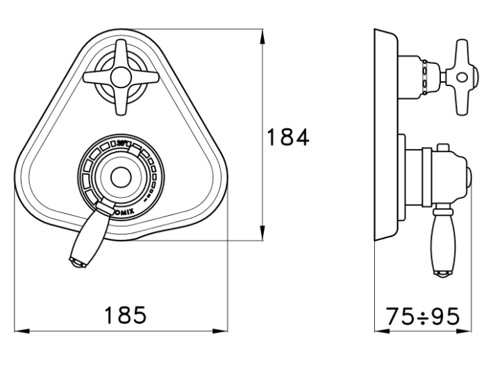 Stella внешняя часть встраиваемого термостатического смесителя, italica, хром арт. it06012cr00