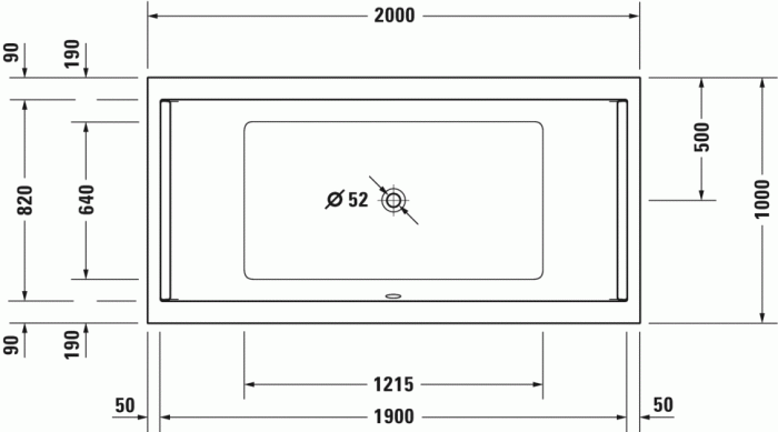 Duravit акриловая ванна 2000 х 1000 c двумя наклонами для спины, starck, 700341000000000 цвет: белый
