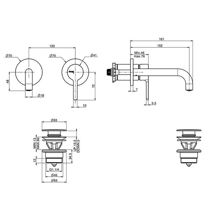 Fima Carlo Frattini cмеситель для раковины, излив: 16.1см., встраиваемый, snap, хром арт. f3121wx9cr