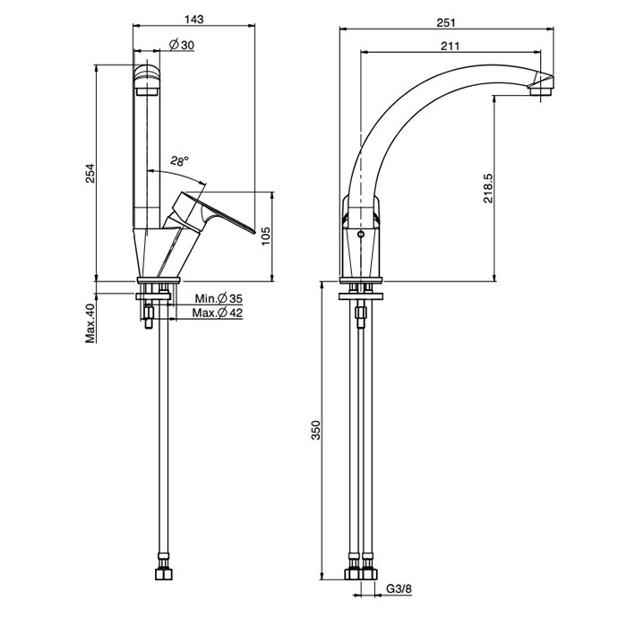 Fima Carlo Frattini смеситель для кухни, на 1 отв., kitchen, хром арт. f3847/2cr
