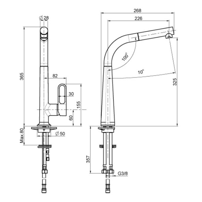 Fima Carlo Frattini смеситель для кухни с выдвижной лейкой, kitchen, хром арт. f7026cr