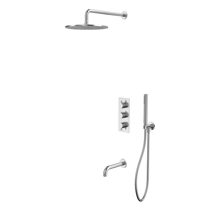 Термостатическая душевая система скрытого монтажа, Whitecross Y brushed nickel, брашированный никель арт. YSET11NIB