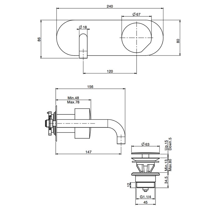Fima Carlo Frattini cмеситель для раковины, встраиваемый, излив: 14.7см., so, золото арт. f3171wx5or