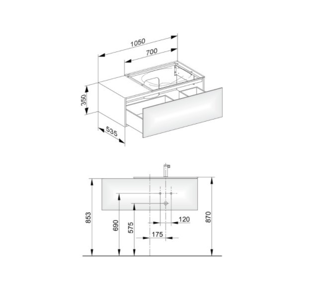 Keuco тумба подвесная под раковину справа с одним выдвижным фронтом, с внутренней светодиодной подсветкой, edition 11, трюфель арт. 31154 370100