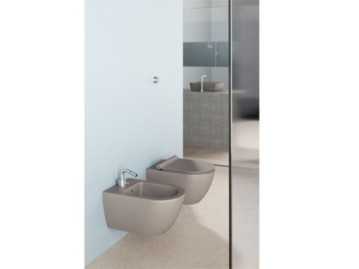 GSI Подвесной унитаз 36х55 см, swirlflush, tortora matt, dualglaze, без крепежа в комплекте, безободковый, без сиденья, Color-elements - 881505