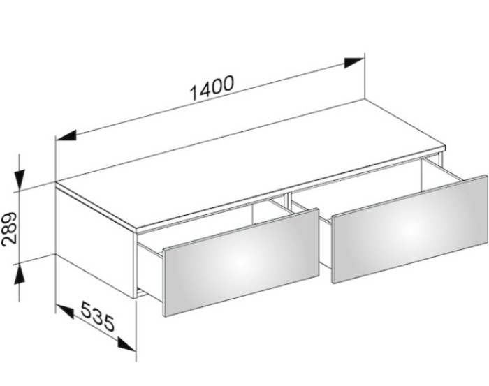 Keuco тумба боковая подвесная с двумя выдвижными фронтальными ящиками, edition 400, белый арт. 31765 380000