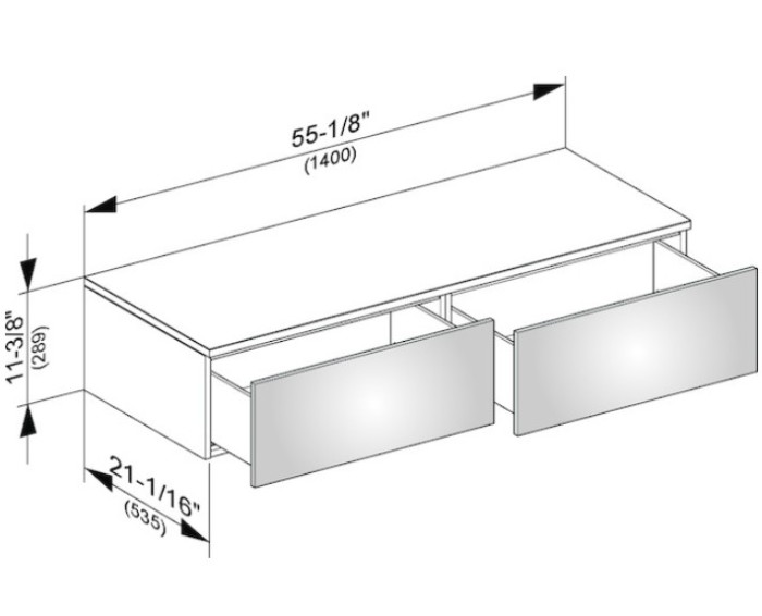 Keuco тумба боковая подвесная с двумя выдвижными фронтальными ящиками, edition 400, белый арт. 31765 380000