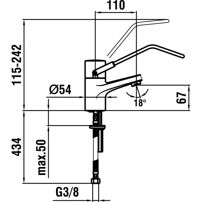 LAUFEN однорычажный смеситель для раковины, фиксированный излив 110 мм, LIBERTY PLUS - 3.1160.1.004.220.1