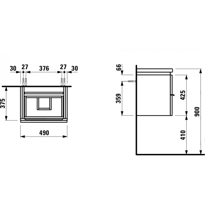LAUFEN шкафчик под раковину, 2 выдвижных ящика, с сифоном, ASE - 4.0114.2.075.463.1