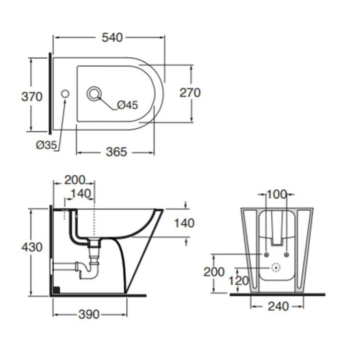 Azzurra Биде 37x54 Forma, FMBIT000000MBI*1/(FOR500 bi*1) цвет: белый