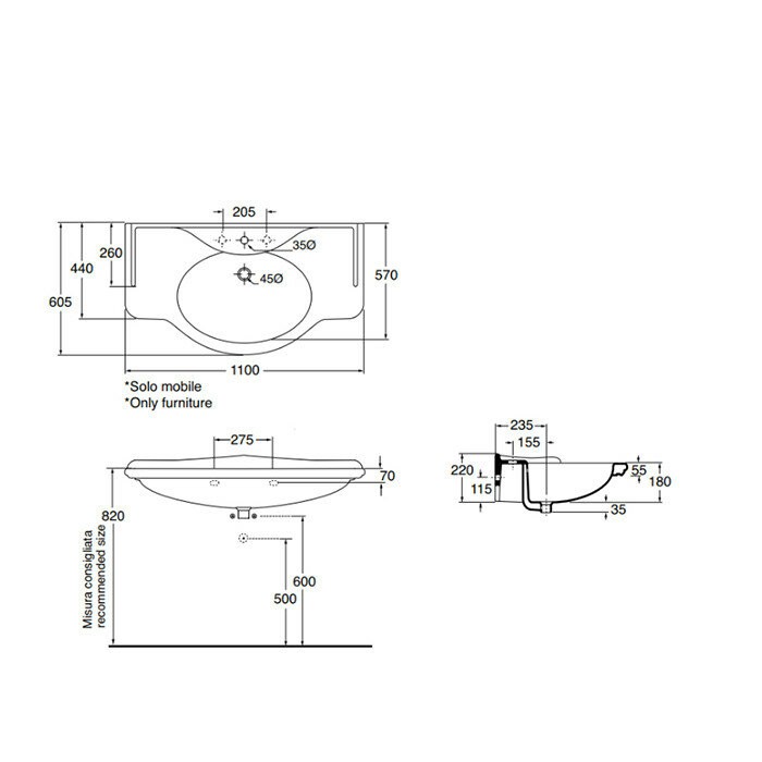 Azzurra Раковина-консоль 62x112 Giunone, GIU200110/ALZA bi*1 цвет: белый