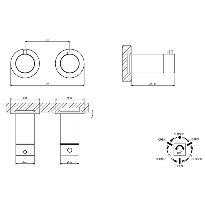 Gessi Смеситель для душа, встраиваемый, термостатический, на 3 потребителя, 316, 54236#239 цвет: steel brushed