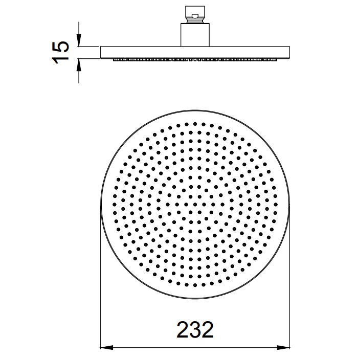 Верхняя душевая лейка D230 мм, без держателя, Almar, E044292.AB цвет: черный металл брашированный PVD
