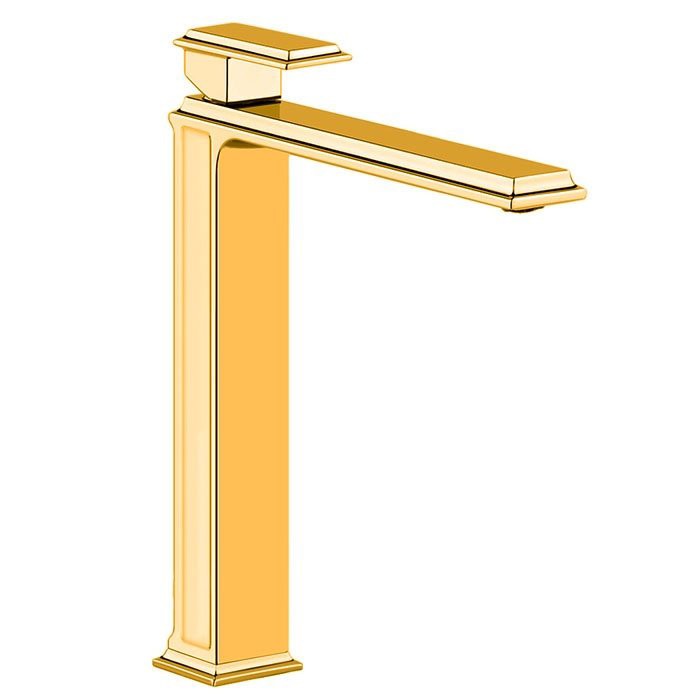 Gessi Смеситель для раковины на 1 отверстие, высокий, без донного клапана, Eleganza, 46004#080 цвет: золото