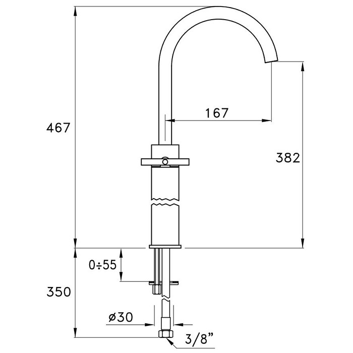 Смеситель для раковины на 1 отверстие, ручка - медь, Stella Charm