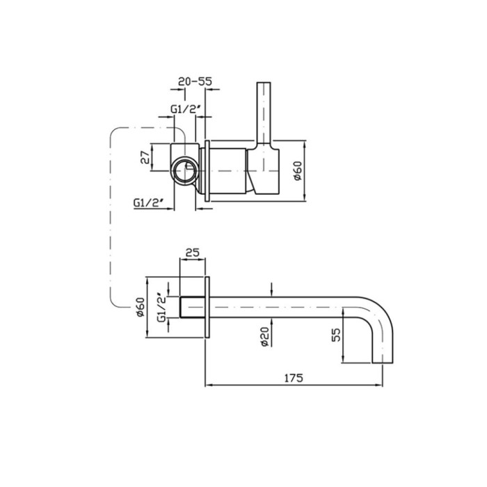 Zucchetti однорычажный смеситель для раковины на 2 отверстия, излив 175 мм, pan, хром арт. zp6030 r99815