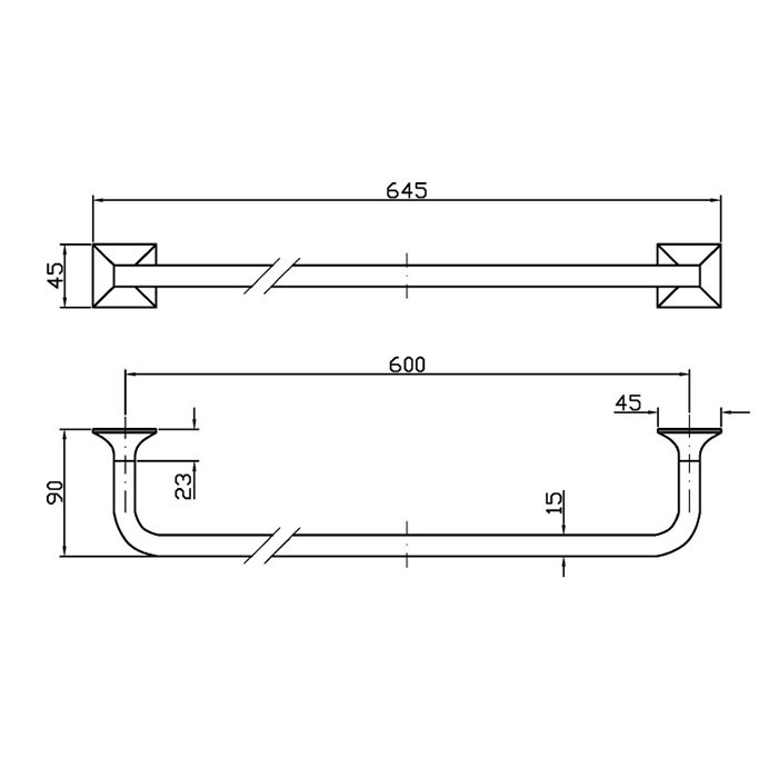 Zucchetti полотенцедержатель, 60см., подвесной, bellagio, хром арт. zac521